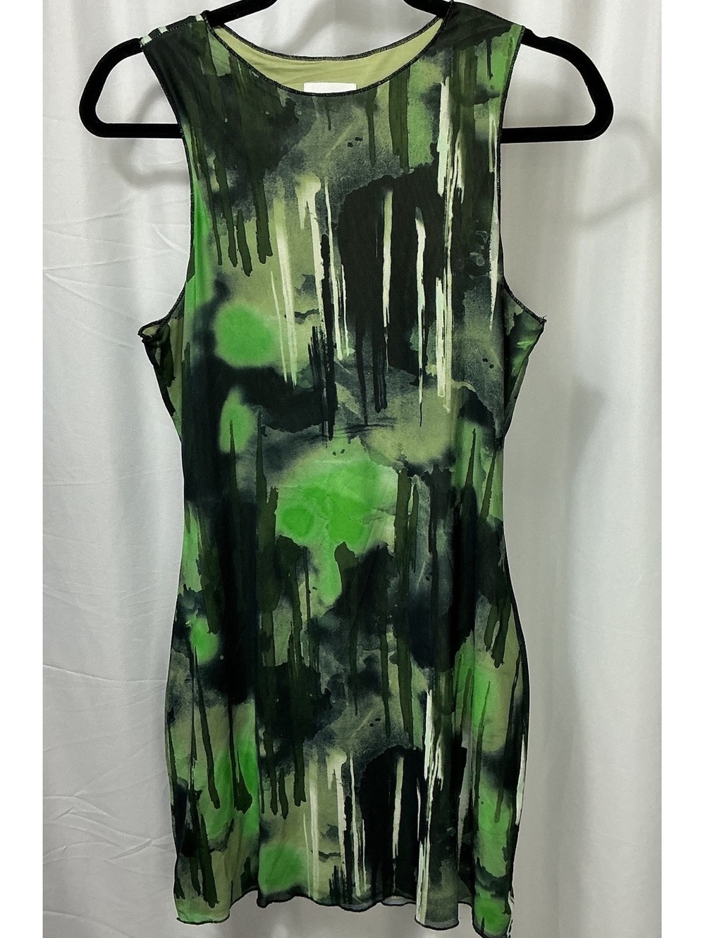 Superdown Women’s L Green Abstract Sleeveless Mini Dress bodycon date party